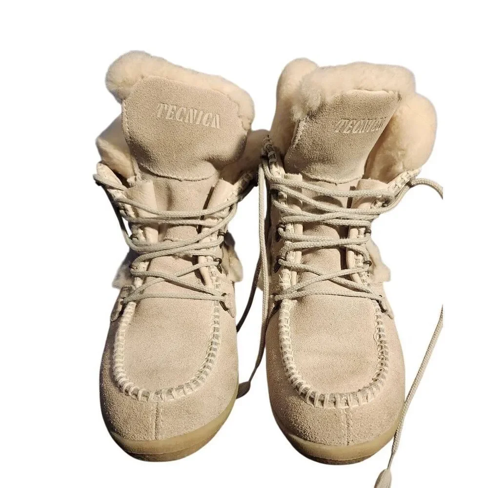 Tecnica Women's NWOT Tan Boots Fur Leather Suede Sz EU 36 Size 5.5